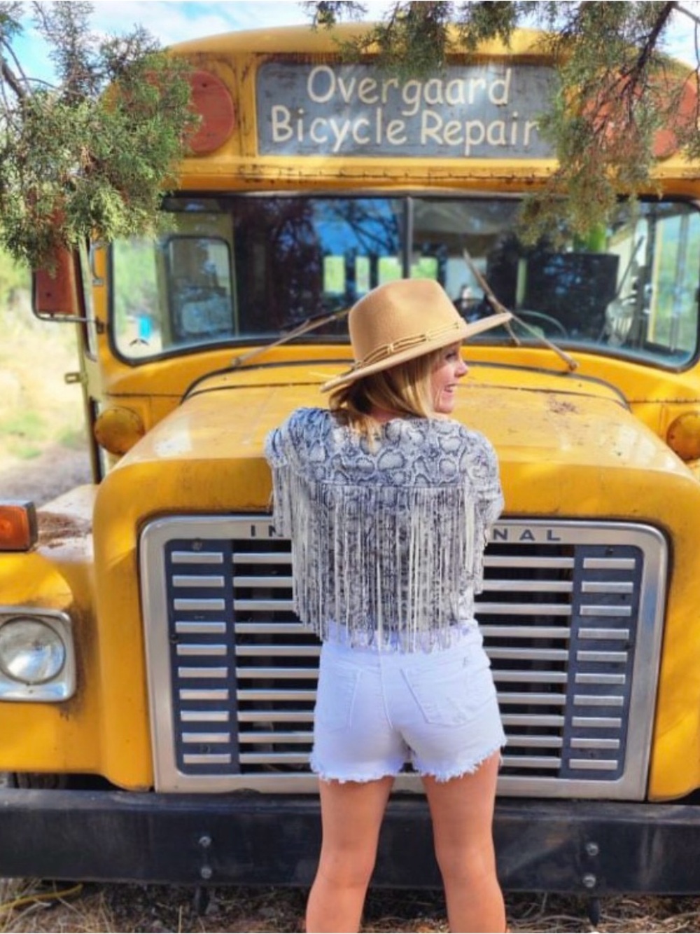 Vocal Gray Snake-Print Fringe Cropped Top